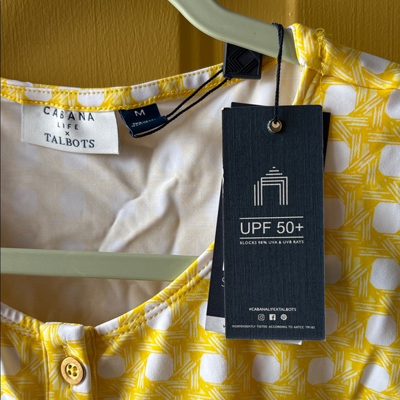 Cabana life UPF 50 Sleeveless Yellow gingham Shift Dress NWT - Picture 2 of 9